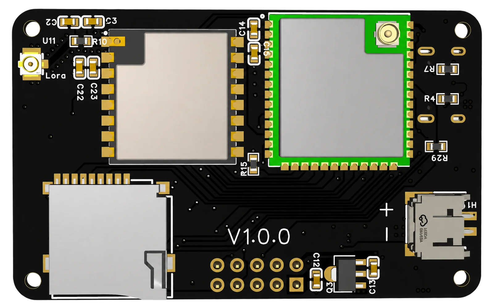 ESP32S3 LoRa DevKit back hardware rendering